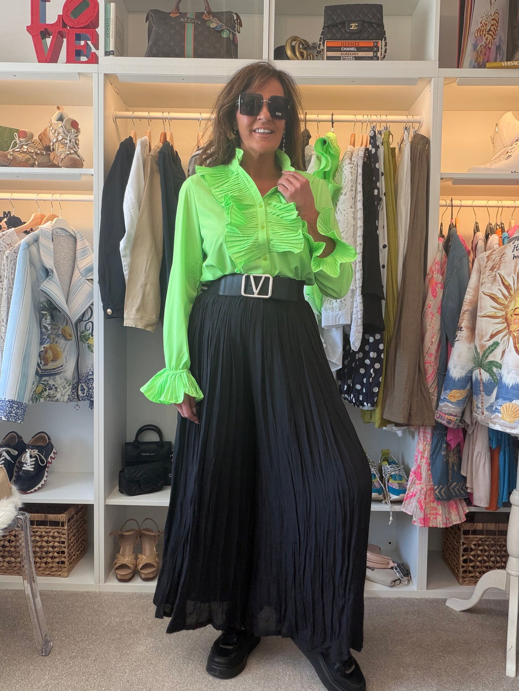 Santorini long sleeve ruffle blouse
