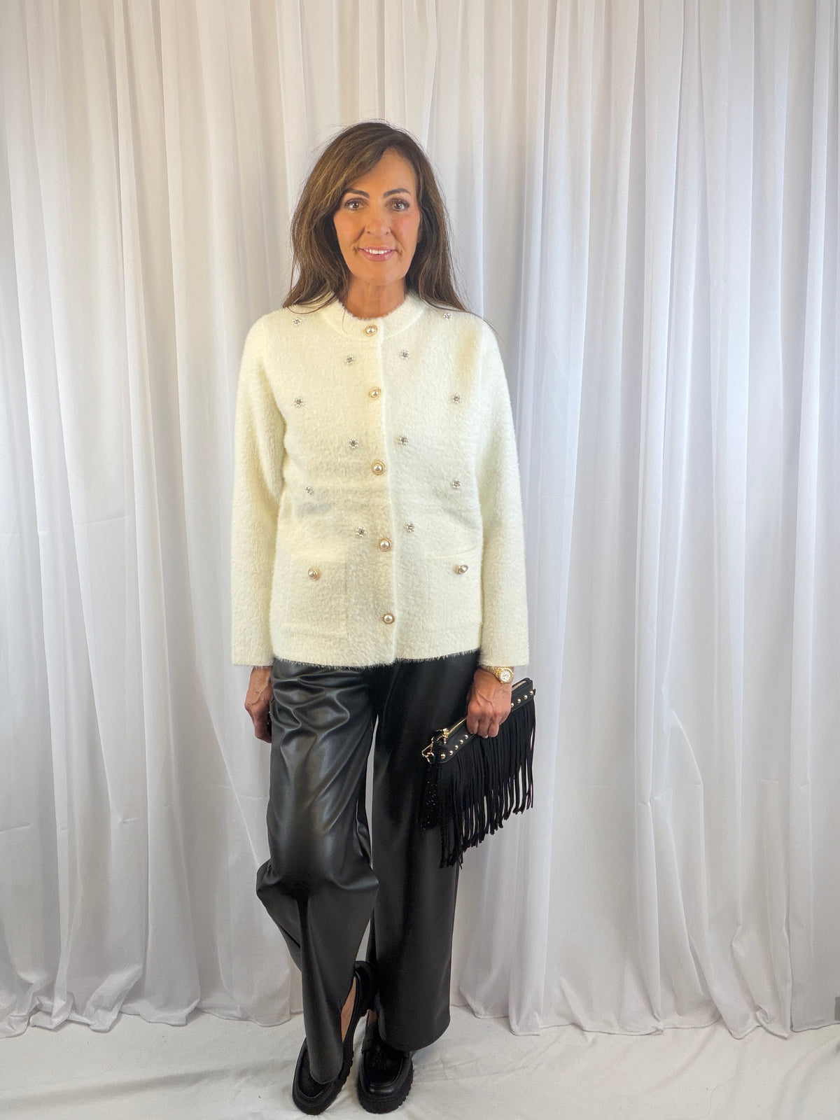 Camille LUXE diamanté/pearl fluffy jacket
