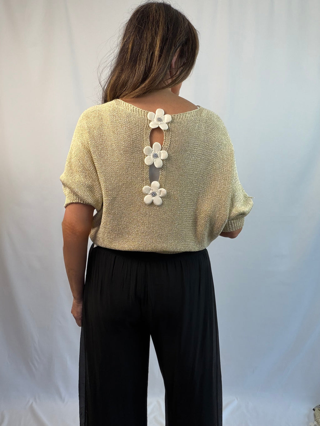 Gold luxe daisy diamante back knit