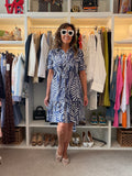 Azure Palm leaf shirt dress