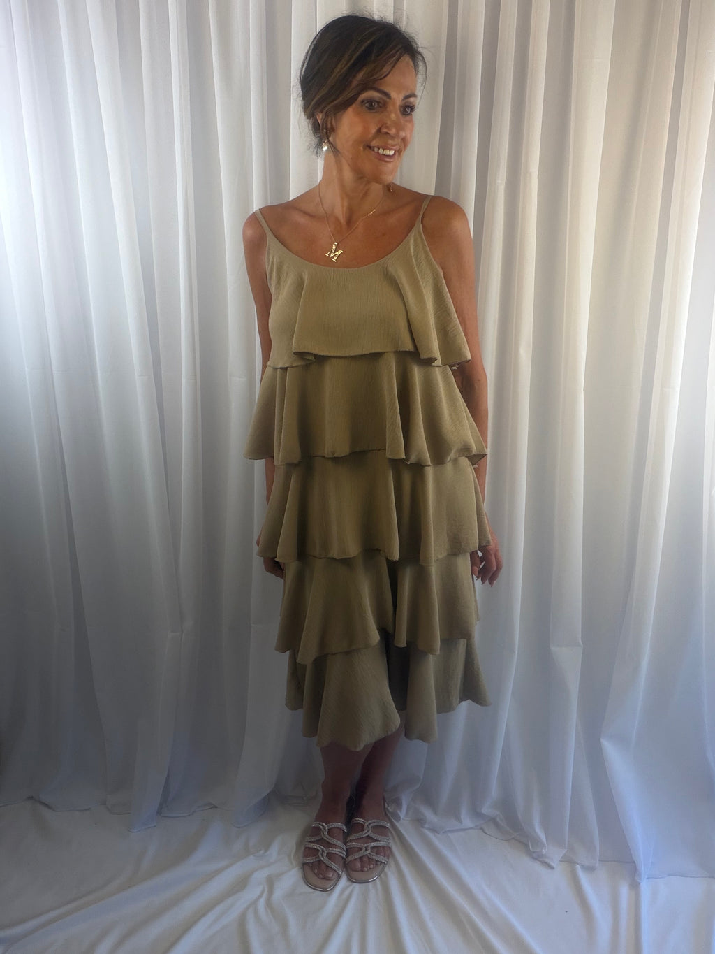 Roxy ruffle tiered midi dress