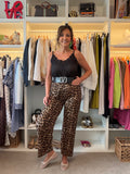 Animal print casual loose fit trousers