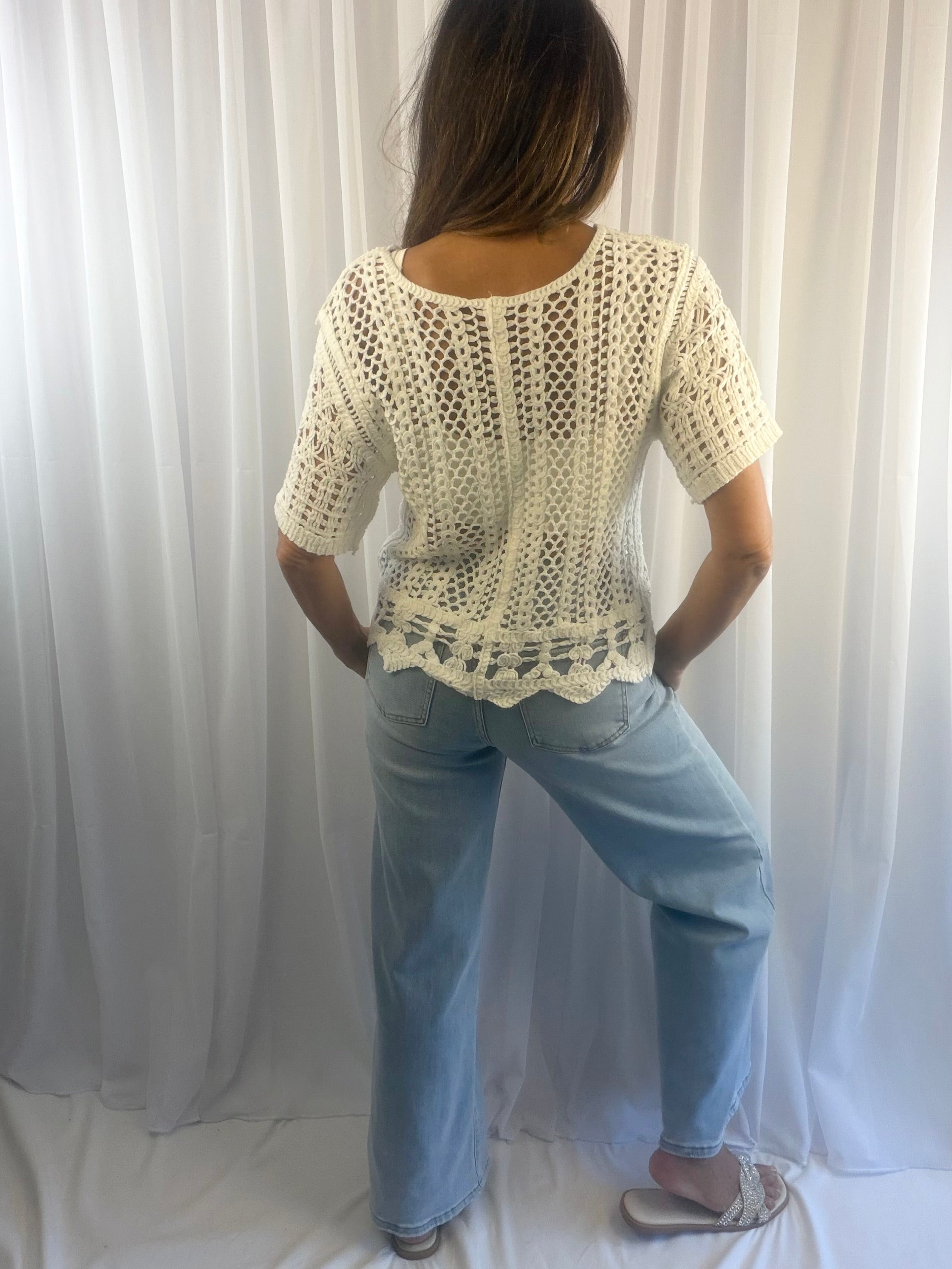 Elena embellished crochet top