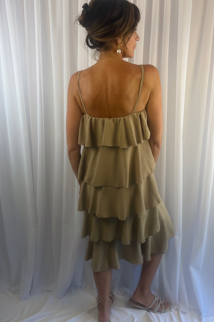 Roxy ruffle tiered midi dress