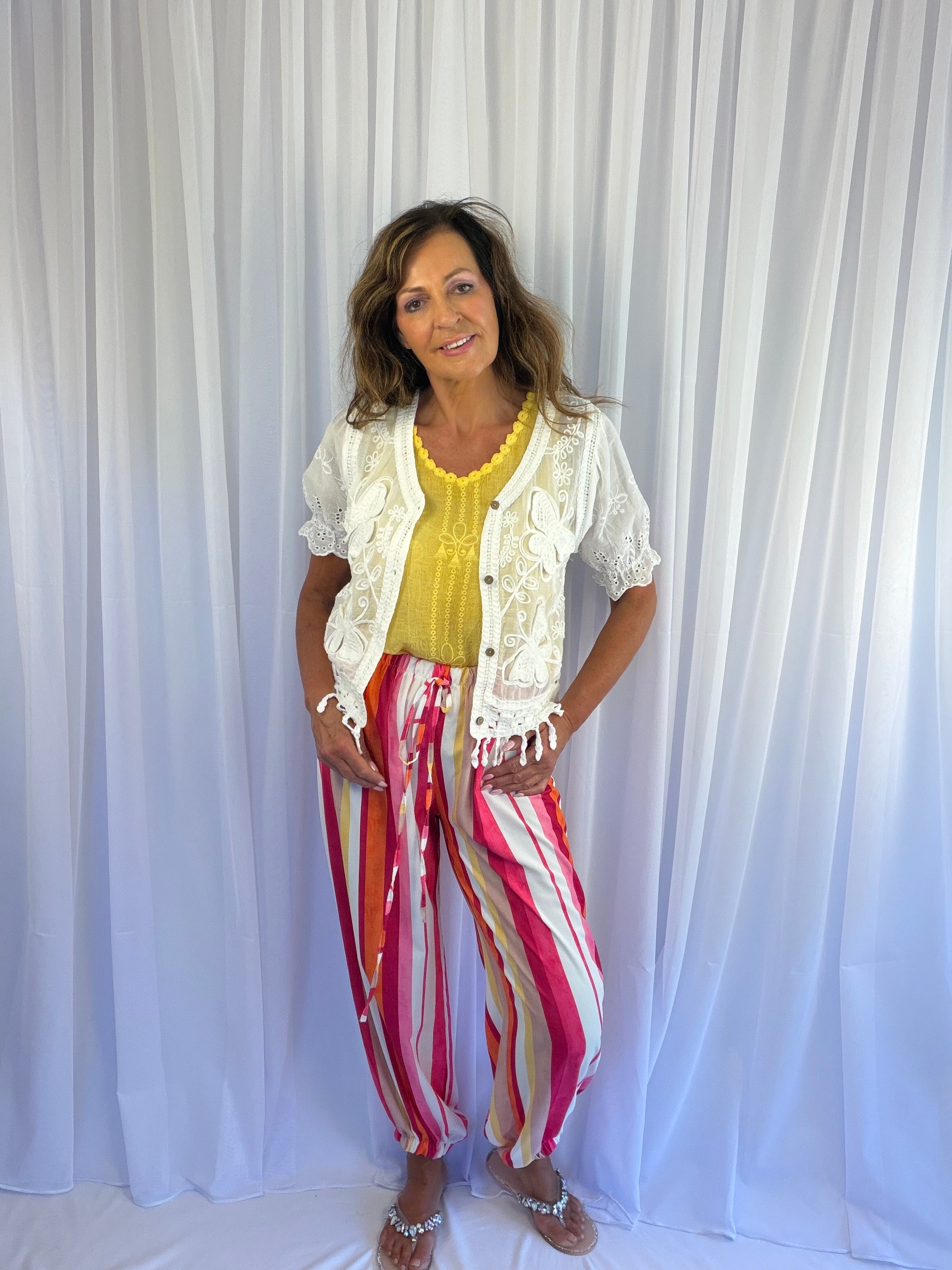 Suzy striped balloon hem trousers