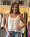 Lace trim boho cami top (white or cream)