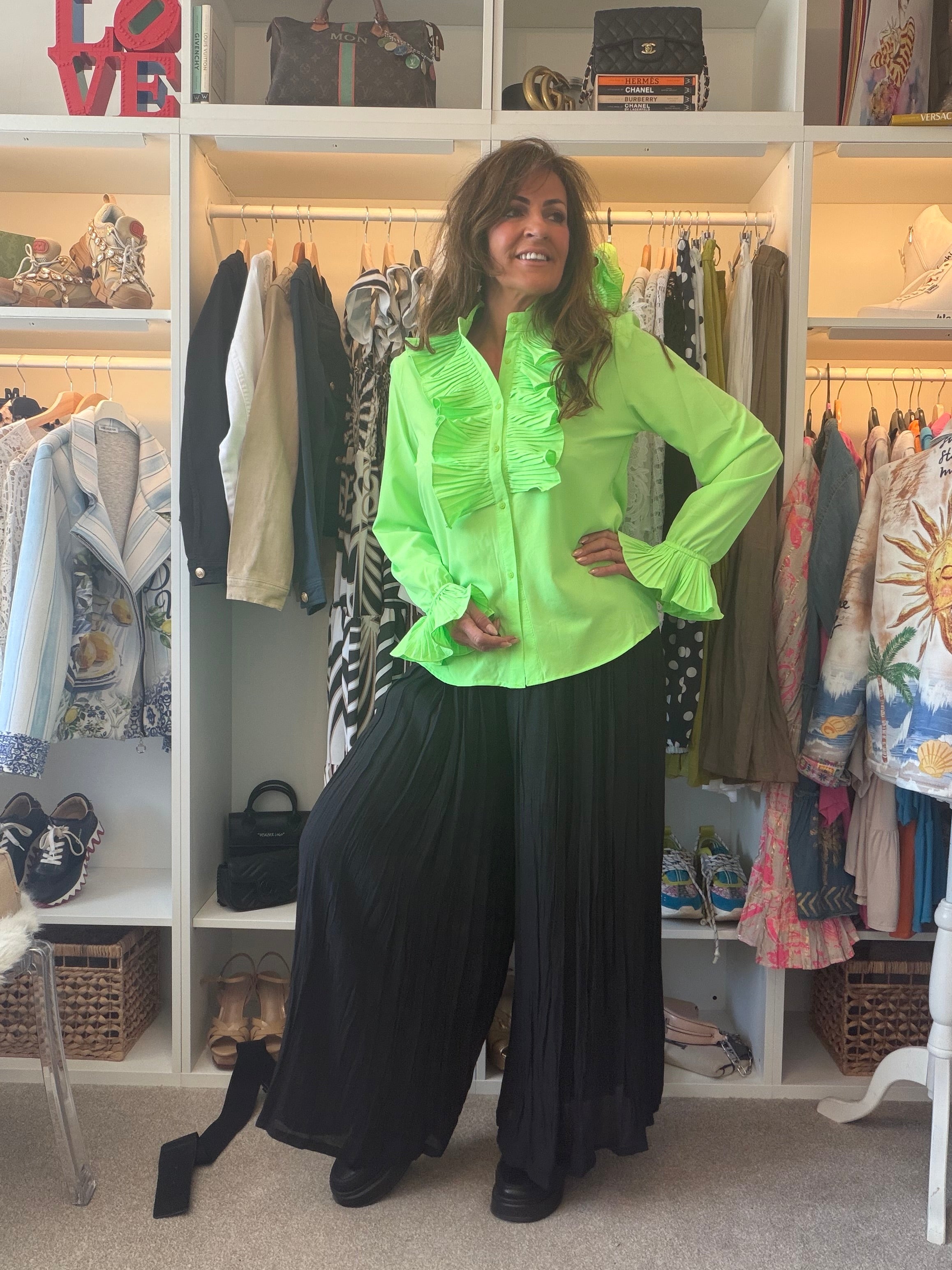 Santorini long sleeve ruffle blouse