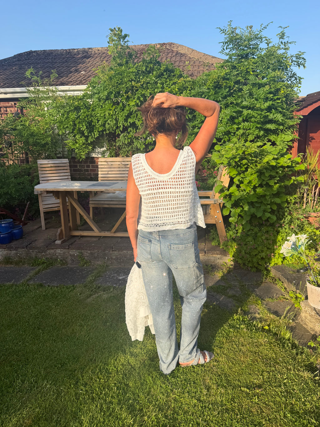 Gina pearl/beading crochet top