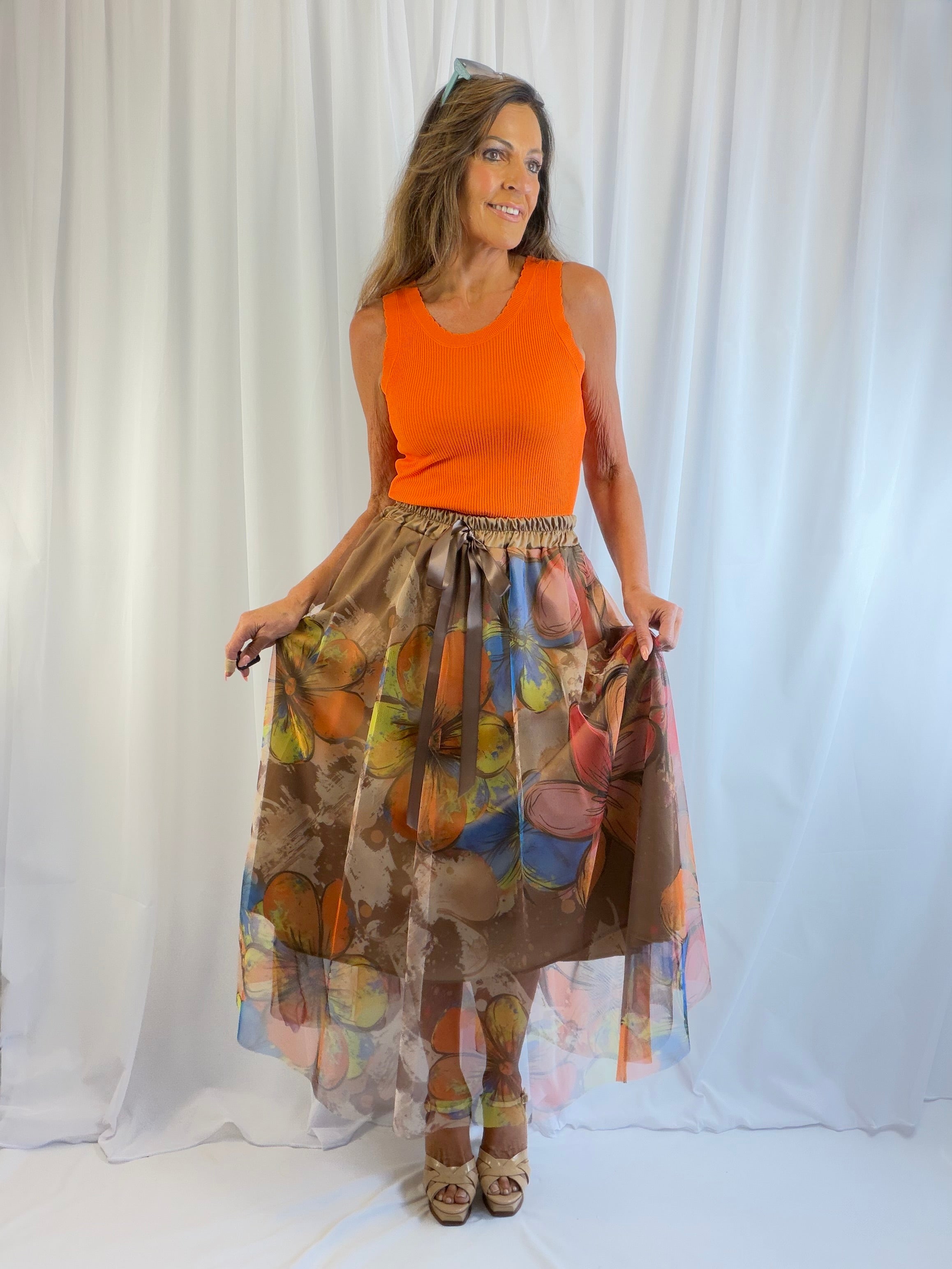 Lucy LUXE watercolour floral skirt