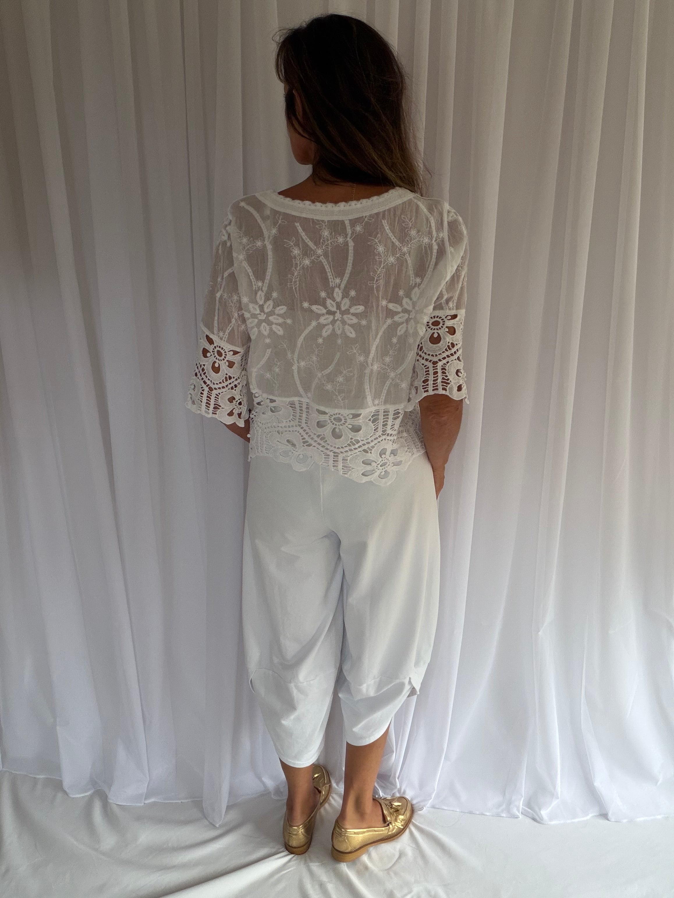 Olivia broderie anglais button down top