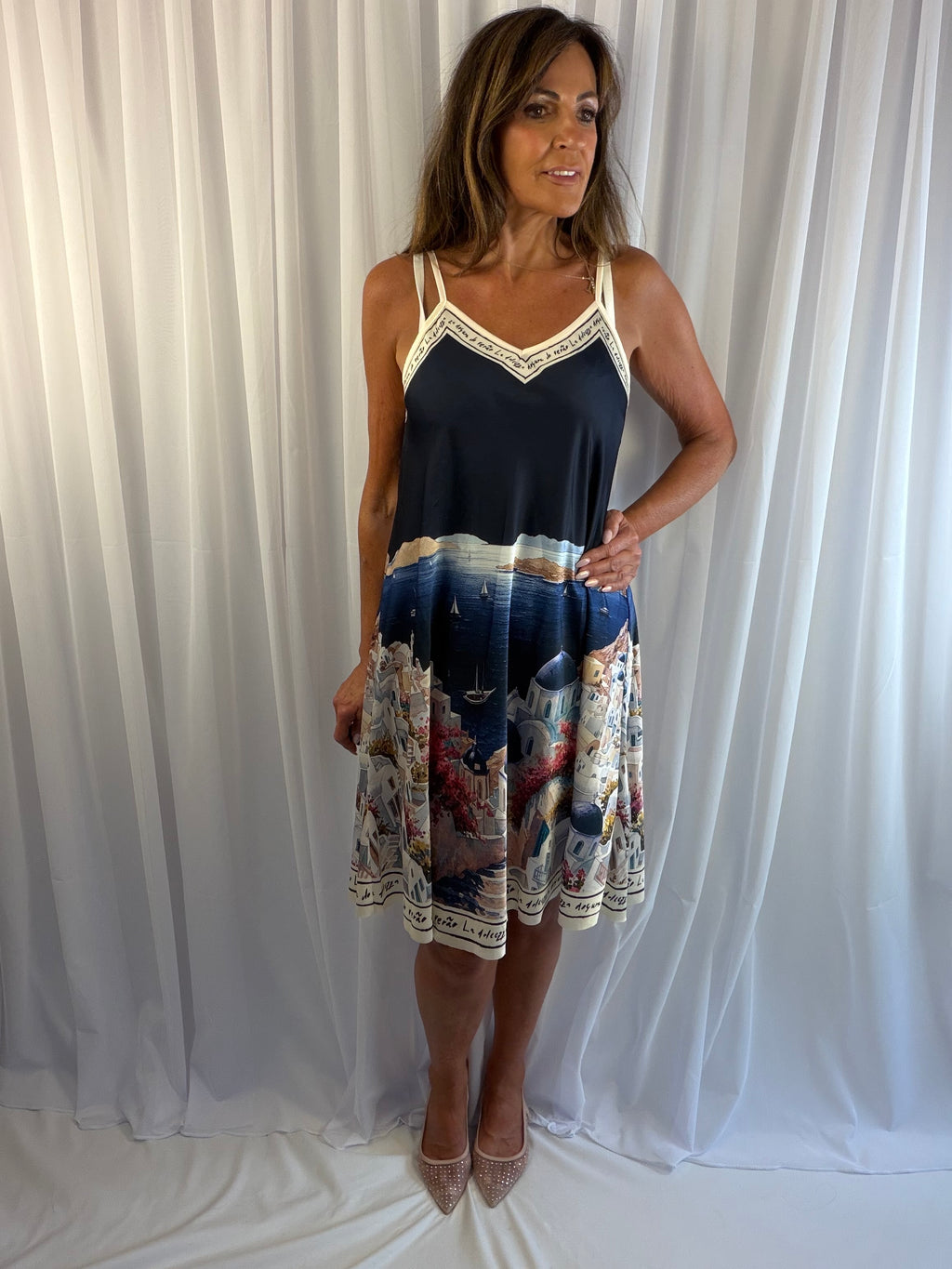 Santorini Scenic cami midi dress