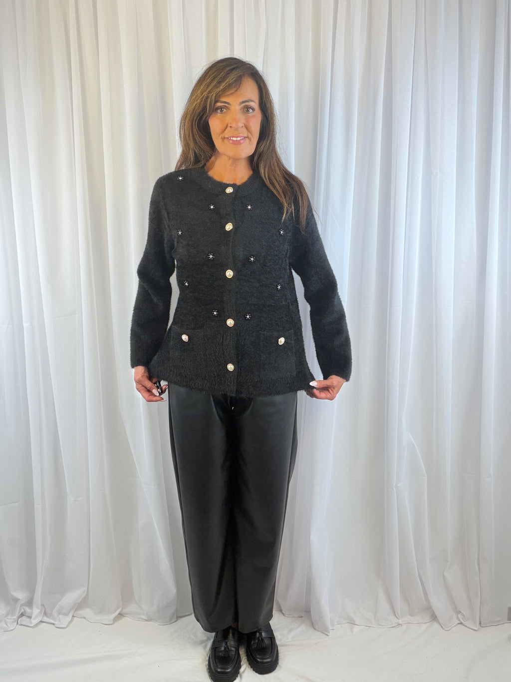 Camille LUXE diamanté/pearl fluffy jacket
