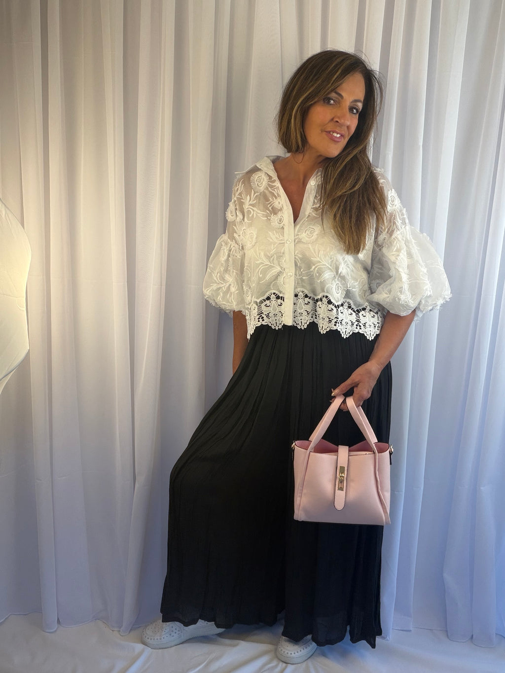 Lucy- Lou lace puffed sleeve luxe blouse