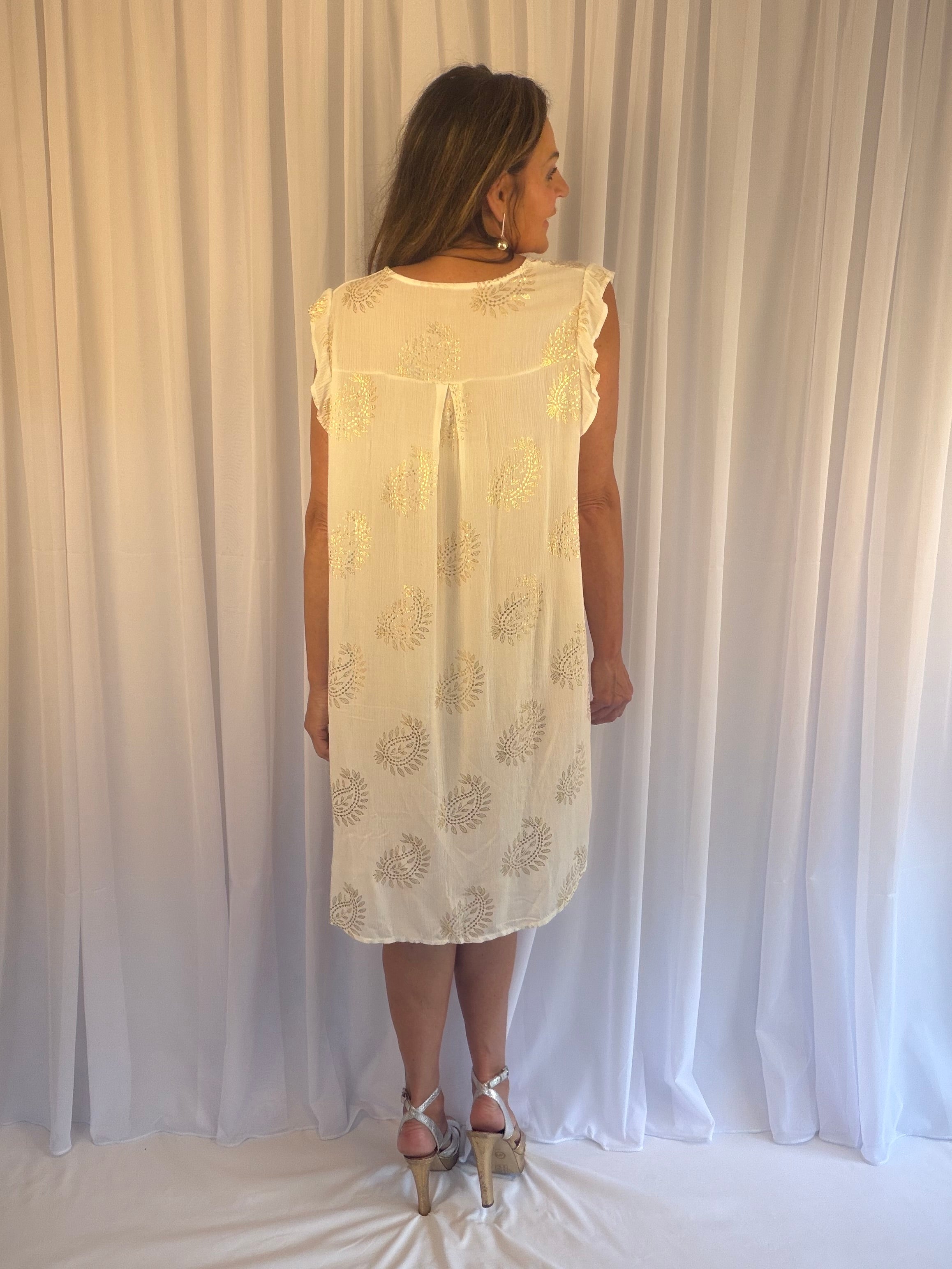 Arabian gold paisley midi dress