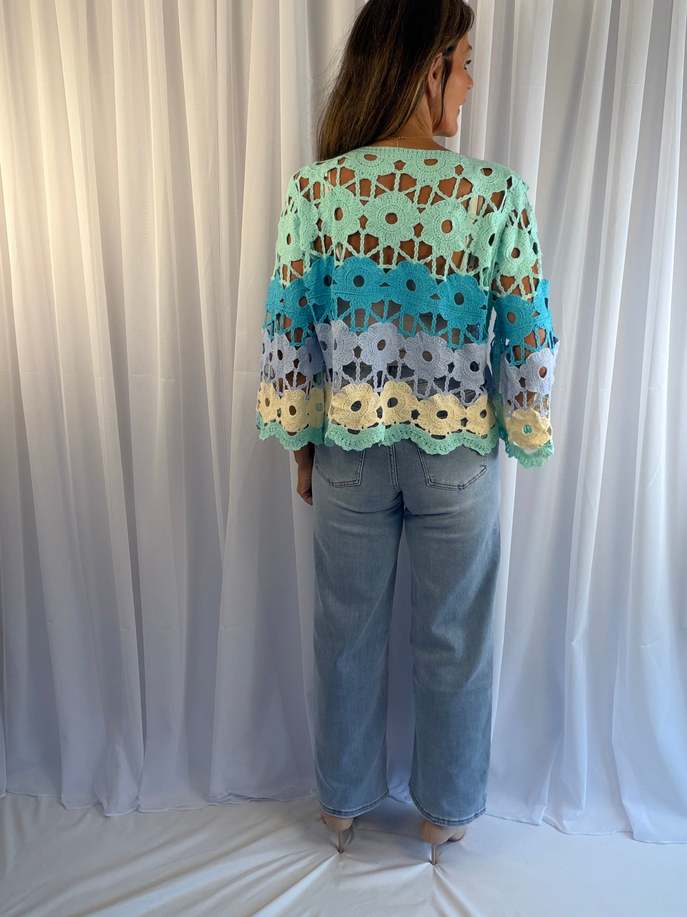 Christie crochet colourful floral top