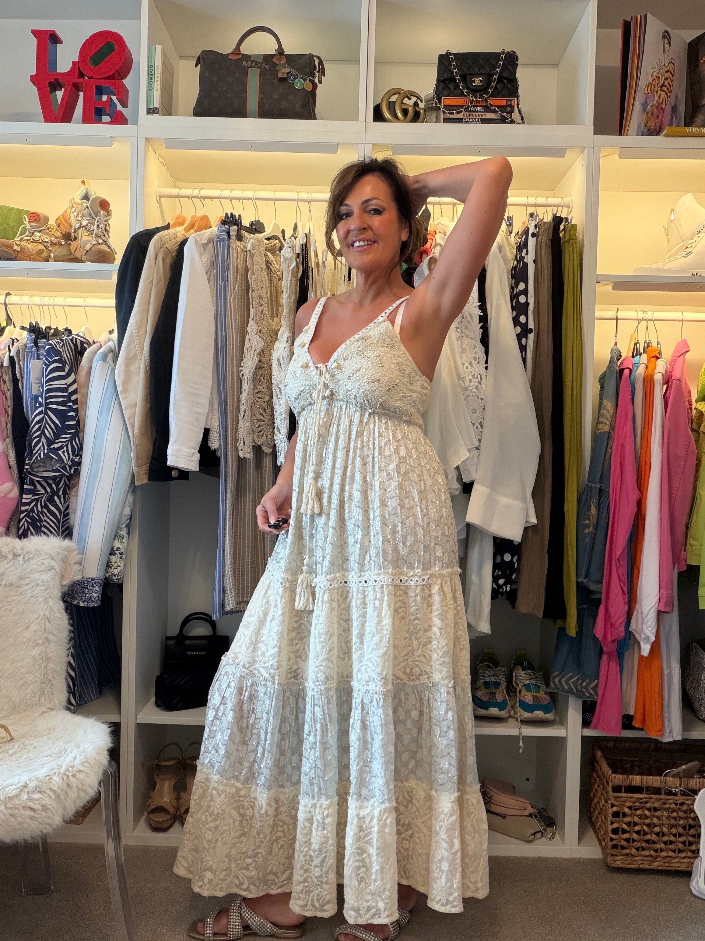 Gold Flora Luxe Maxi dress