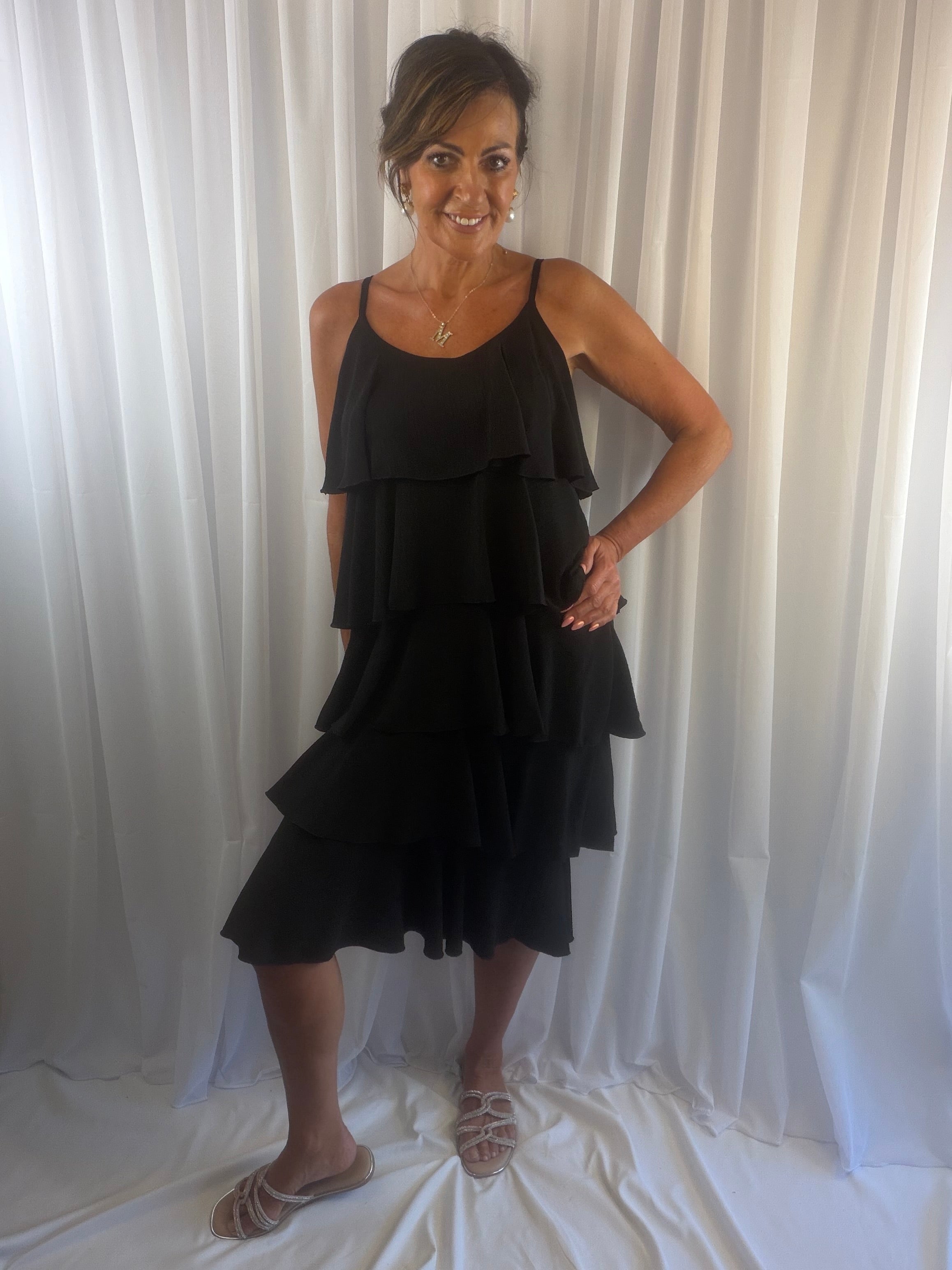 Roxy ruffle tiered midi dress