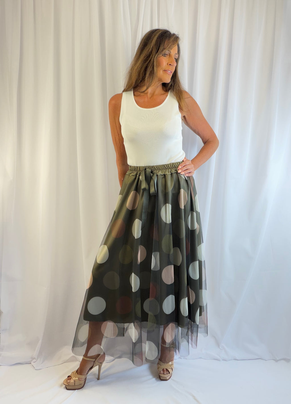 Dee - the LUXE polka dot tulle midi skirt