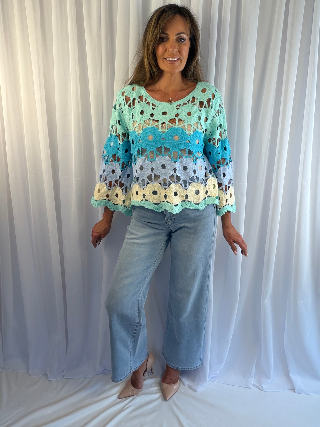 Christie crochet colourful floral top