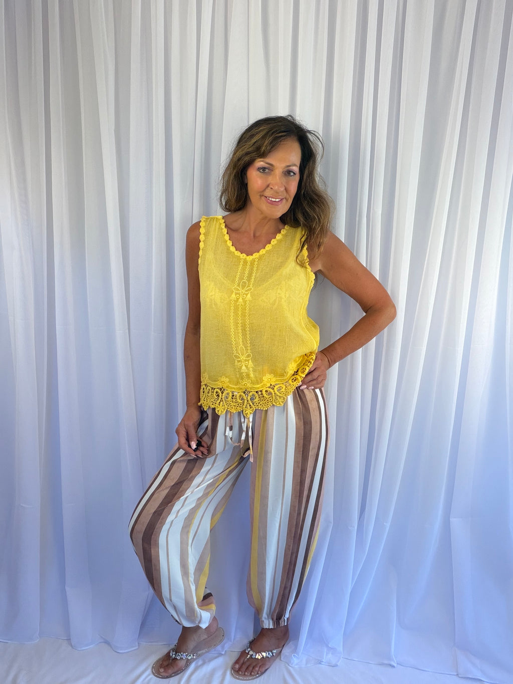 Suzy striped balloon hem trousers