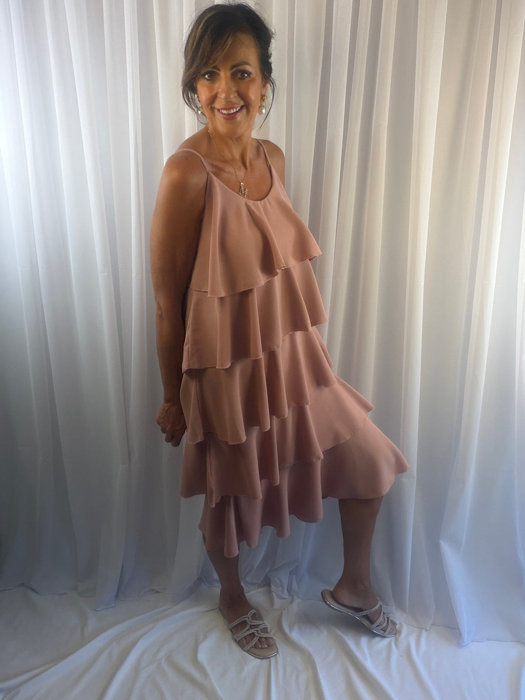 Roxy ruffle tiered midi dress