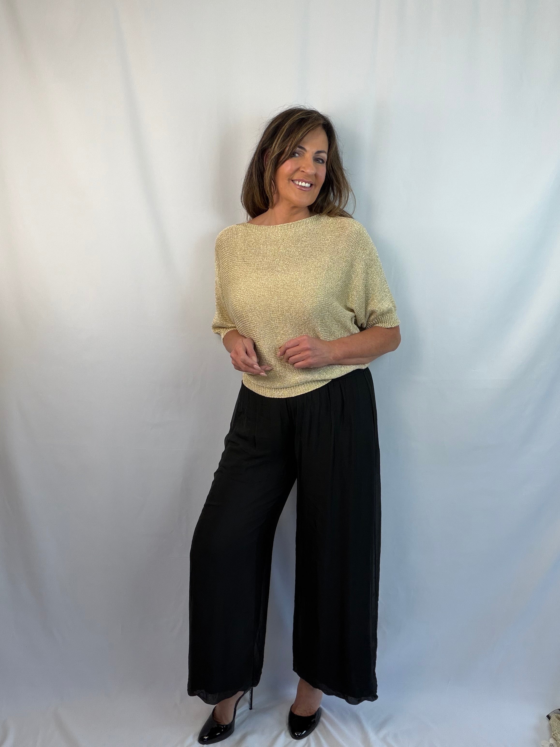 Gold luxe daisy diamante back knit