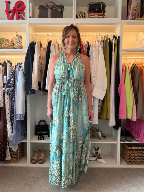 Azure tiered maxi dress