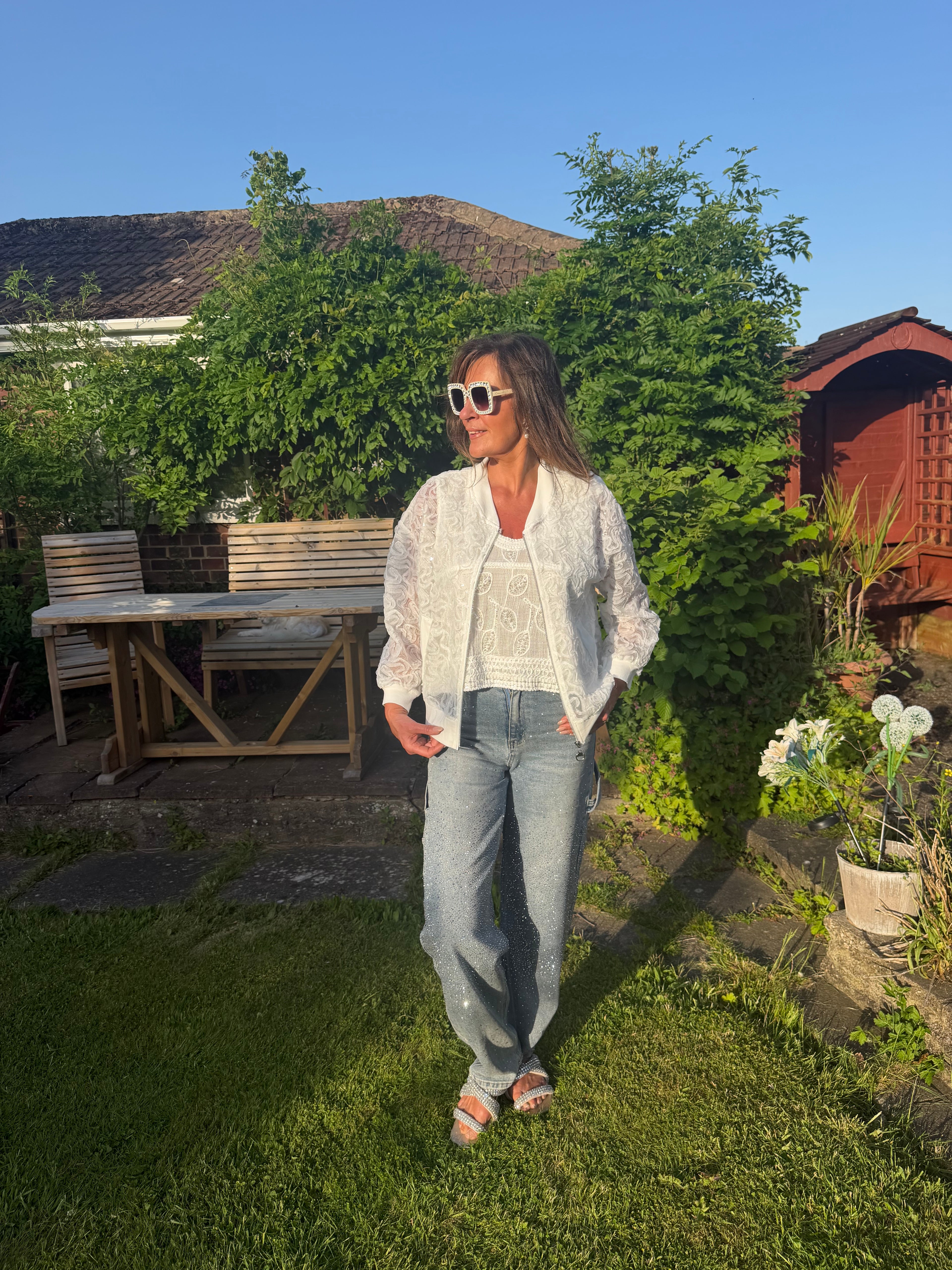 Lori white bomber jacket